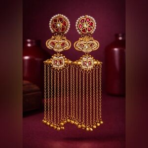 Ruby Kashmiri Earrings with Bells